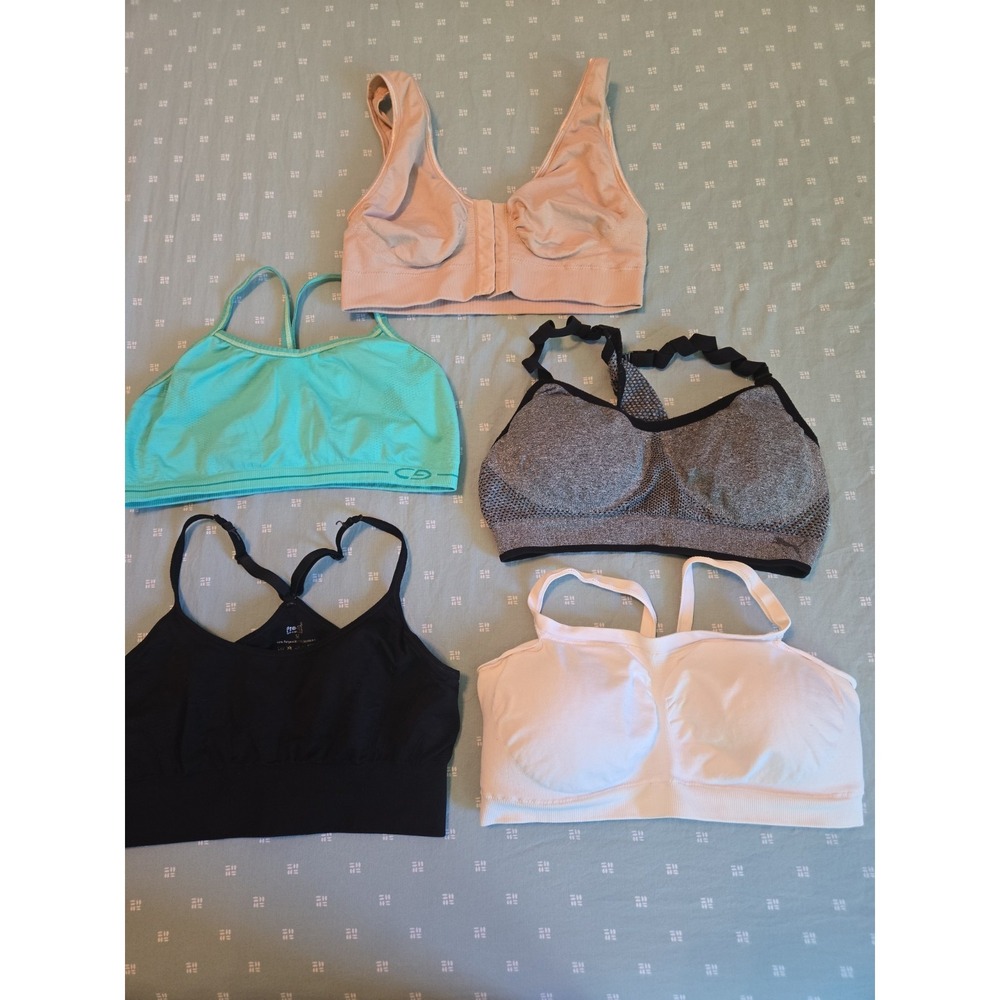 Women's Lot of 5 Sports Bras Racerback Wireless Pullover Size  M L